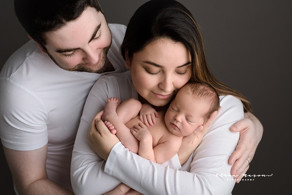 newborn baby girl with parents, Belfast baby photographer, Elena Mason Photography